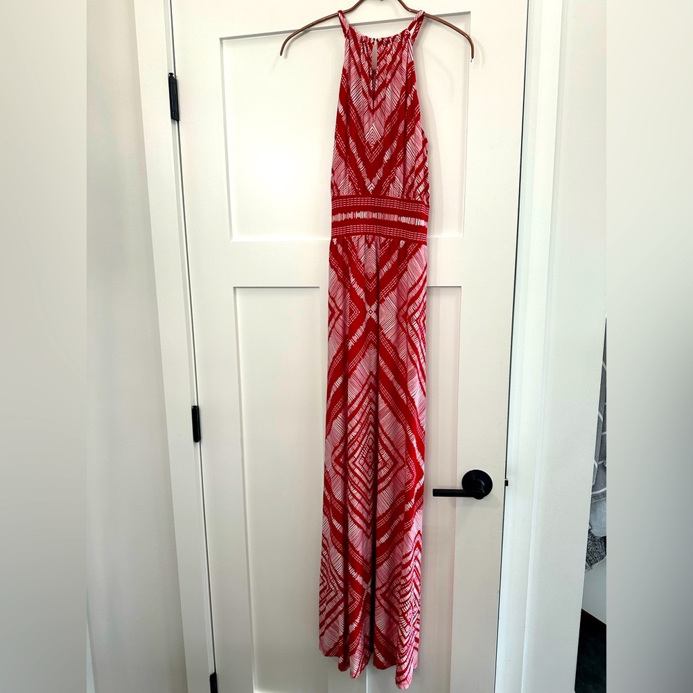 Red/white tribal pattern dress